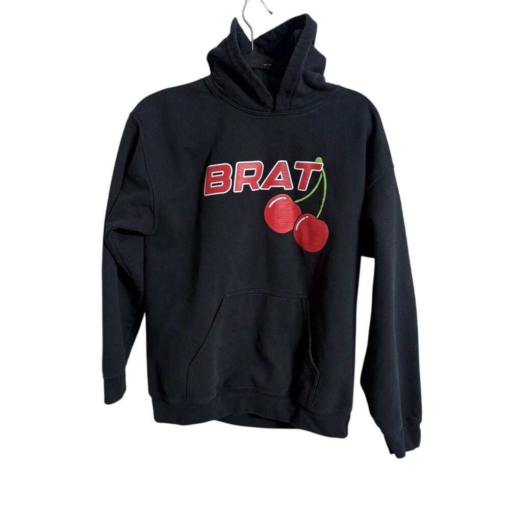 BRAT‎ Cherry Graphic Hoodie Black Y2K Streetwear Aesthetic Coquette Core M/L